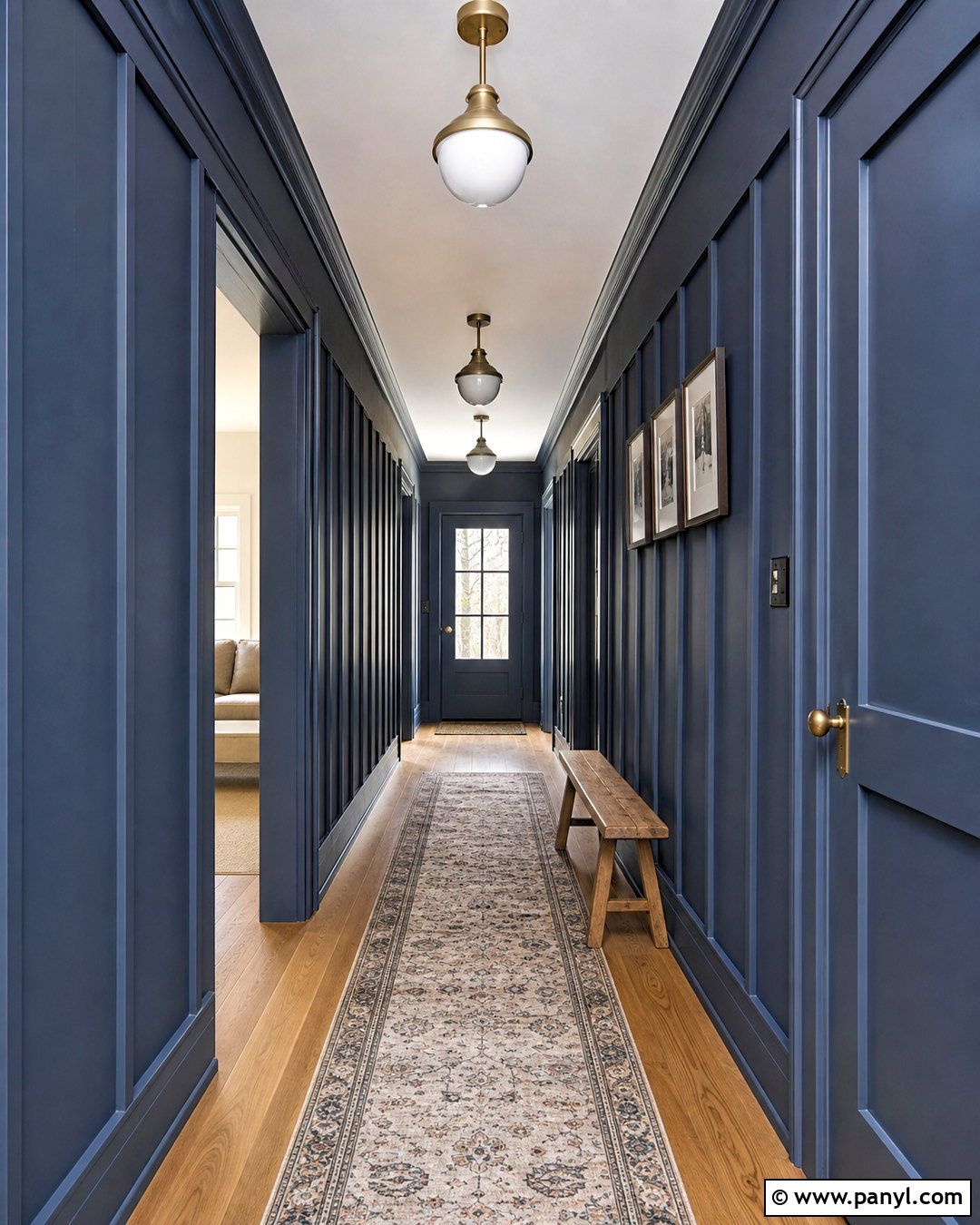 Dark Blue Hallway With Board And Batten - 20 dark blue wall paint ideas