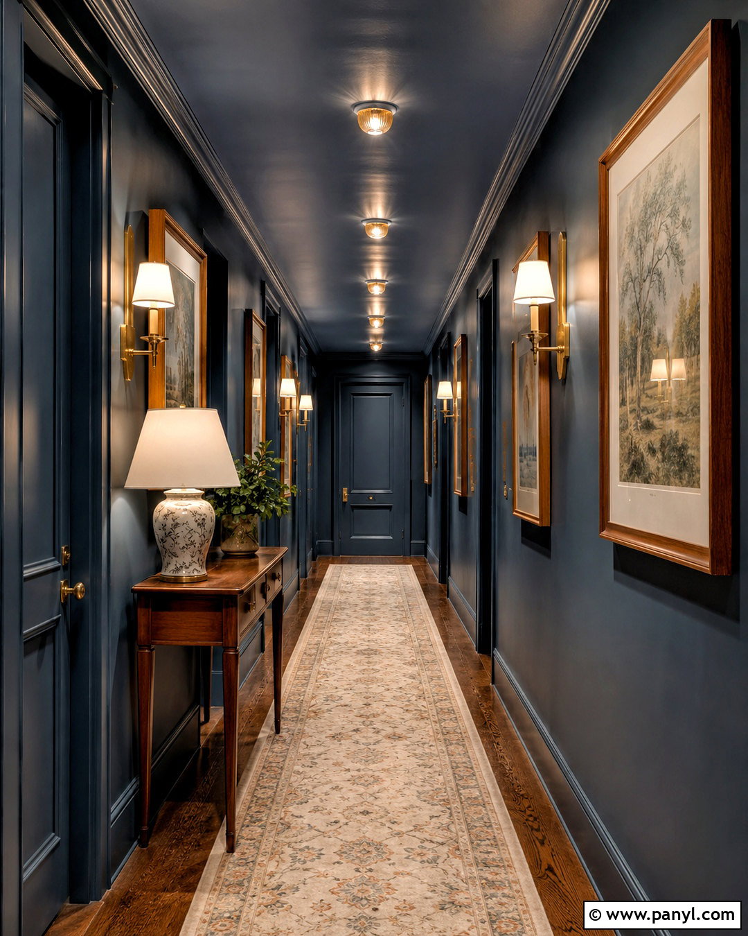 Dark Blue Hallway - 20 dark painted rooms