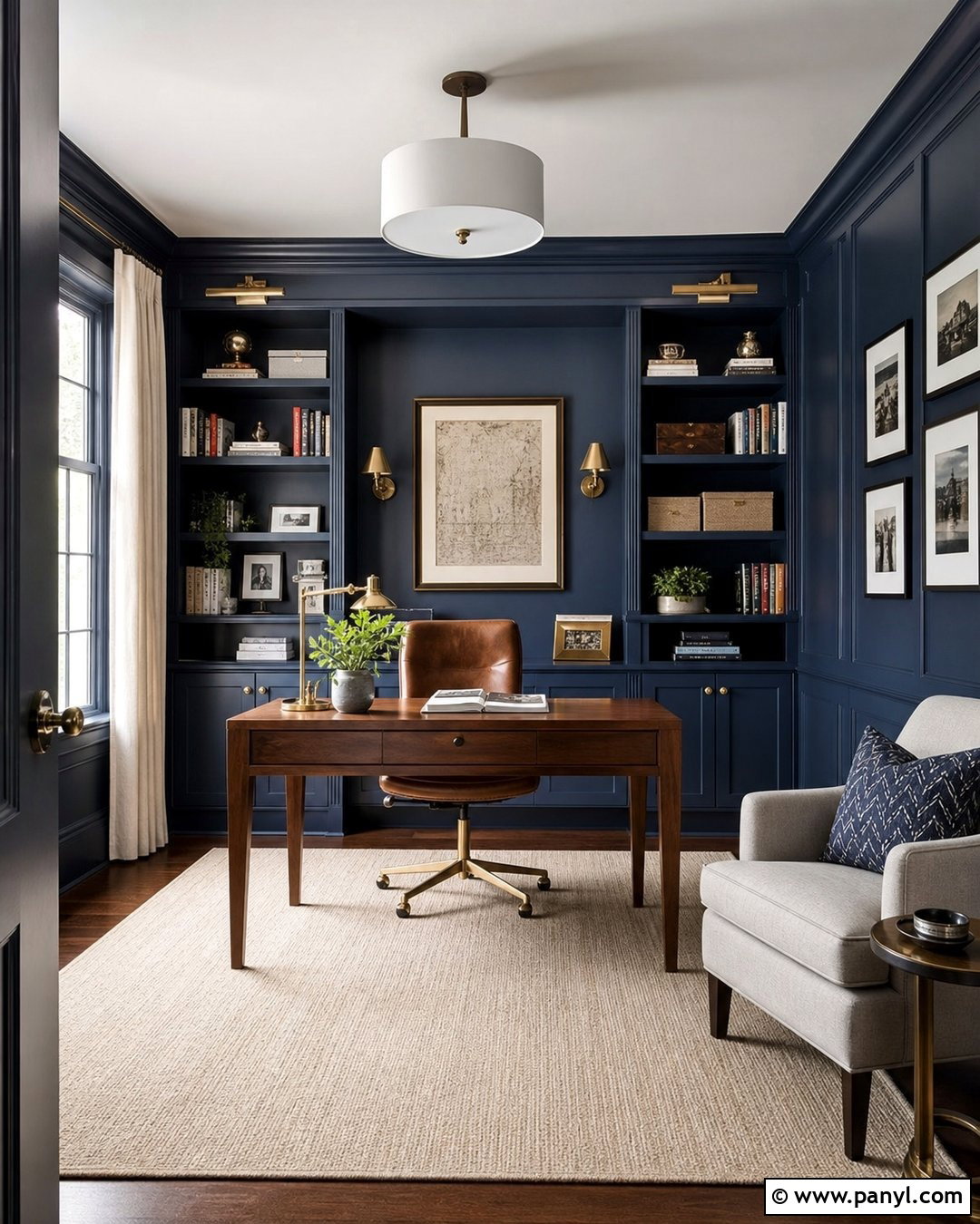 Dark Blue Home Office Walls - 35 Blue Painted Walls