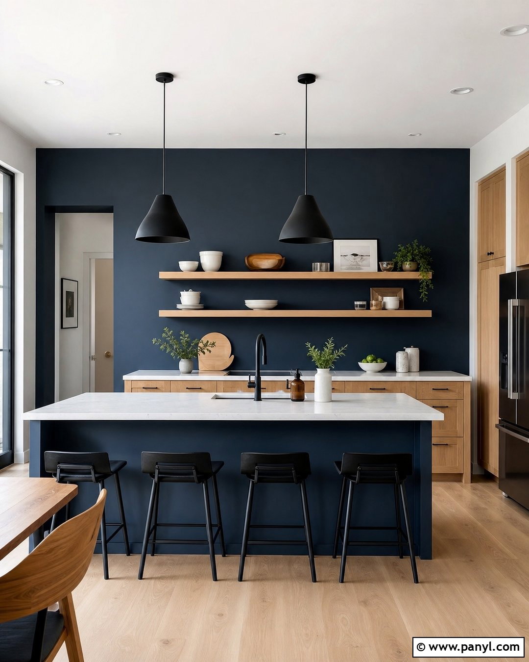 Dark Blue Kitchen Accent Wall - 35 dark blue kitchen walls