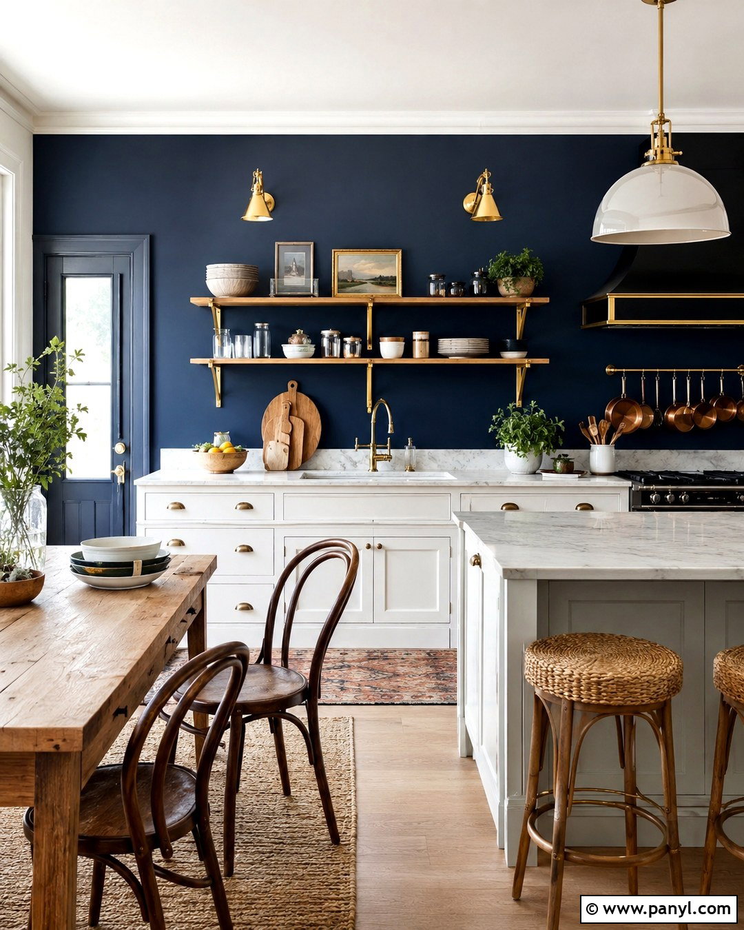 Dark Blue Kitchen Wall With Gold Hardware - 20 Dark Blue Wall With Gold Accents