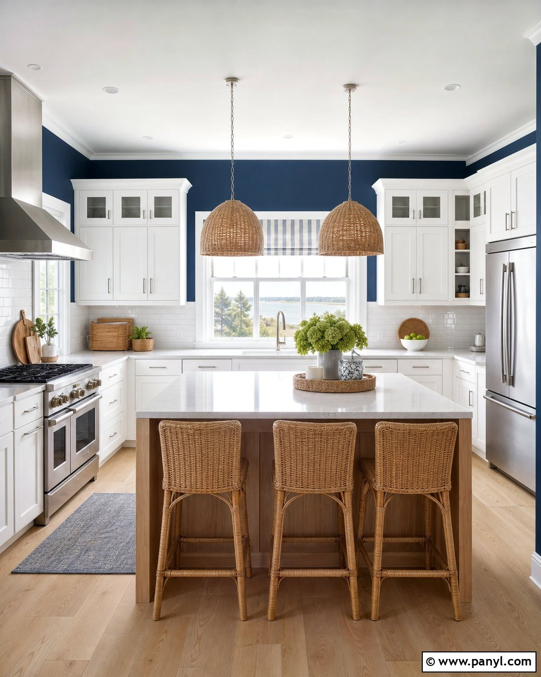 Dark Blue Kitchen Walls In A Coastal Kitchen - 35 dark blue kitchen walls