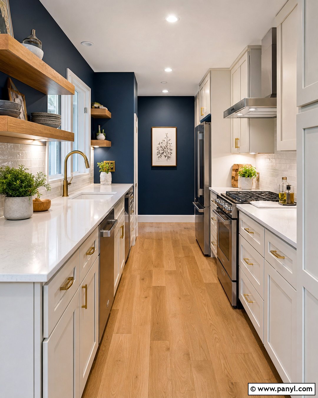 Dark Blue Kitchen Walls In A Galley Kitchen - 35 dark blue kitchen walls