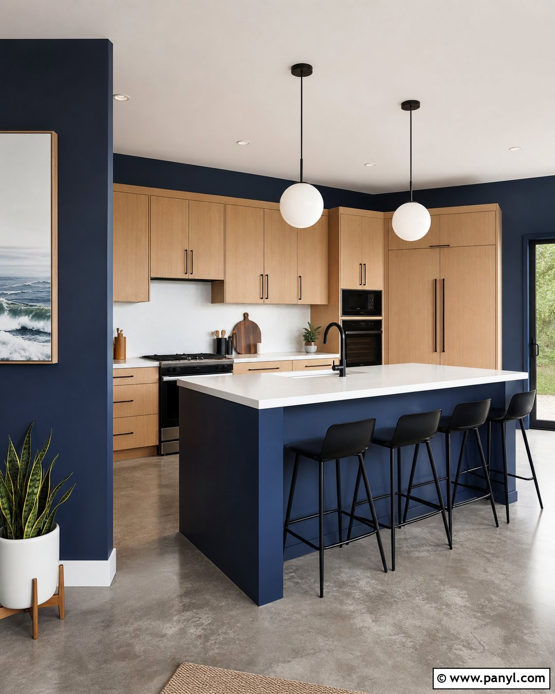 Dark Blue Kitchen Walls In A Modern Kitchen - 35 dark blue kitchen walls