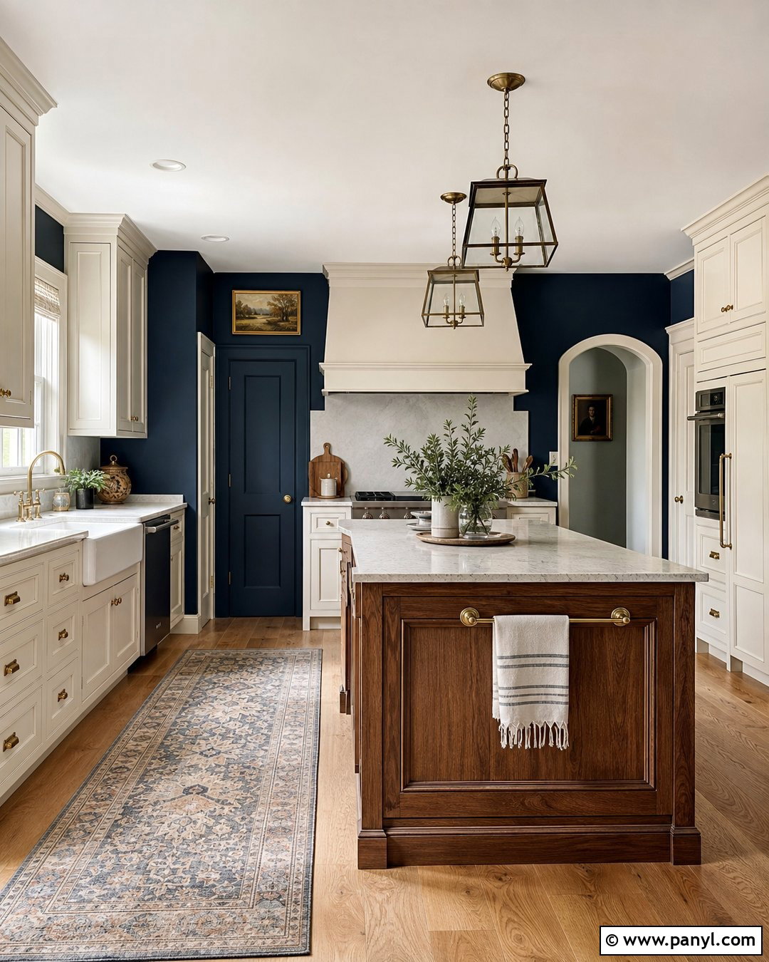 Dark Blue Kitchen Walls In A Traditional Kitchen - 35 dark blue kitchen walls