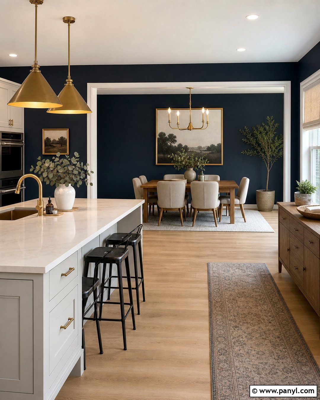 Dark Blue Kitchen Walls With A Dining Area - 35 dark blue kitchen walls