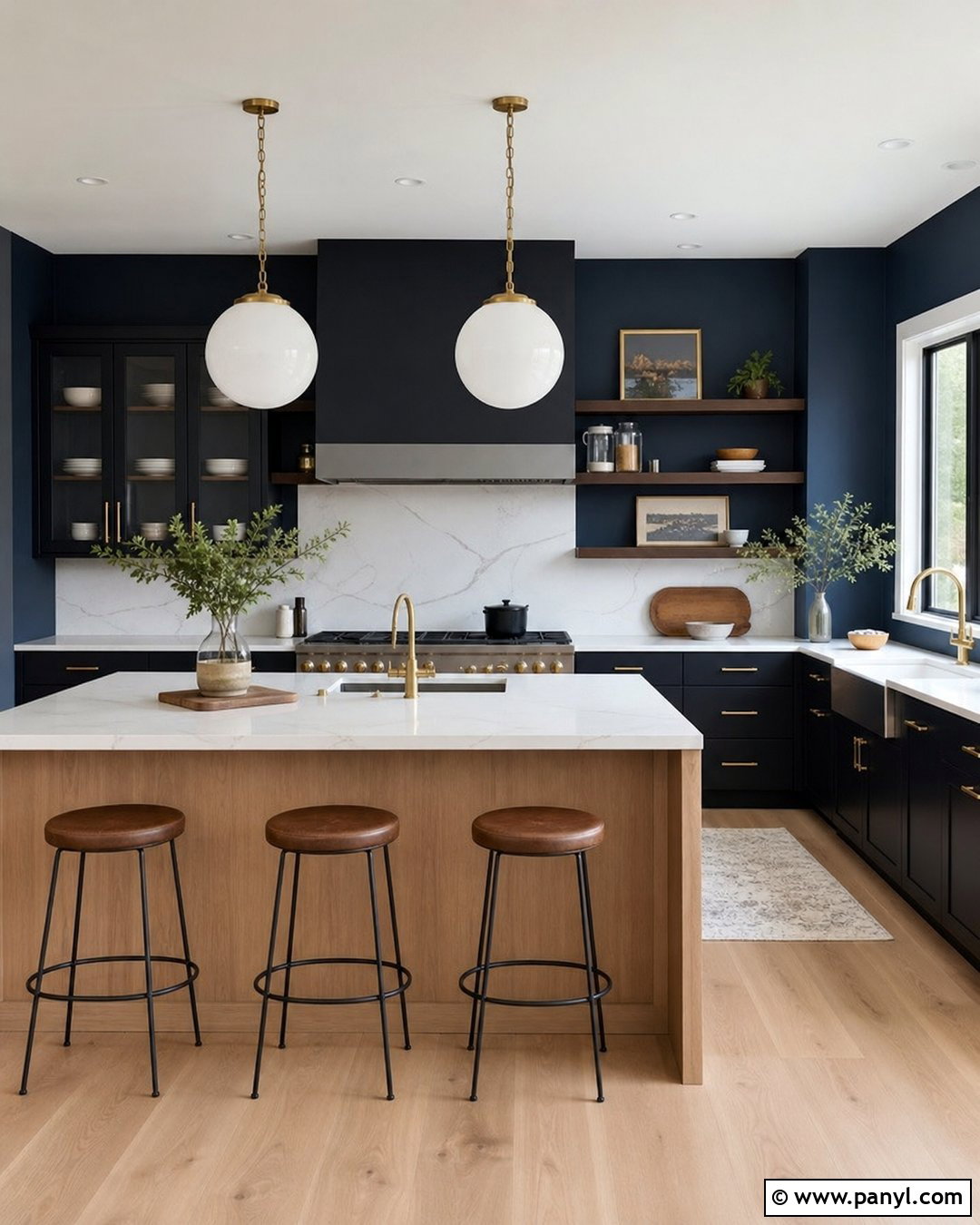 Dark Blue Kitchen Walls With Black Cabinets - 35 dark blue kitchen walls