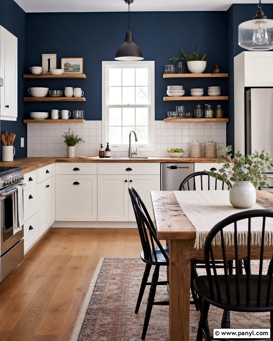 Dark Blue Kitchen Walls With Butcher Block Counters - 35 dark blue kitchen walls