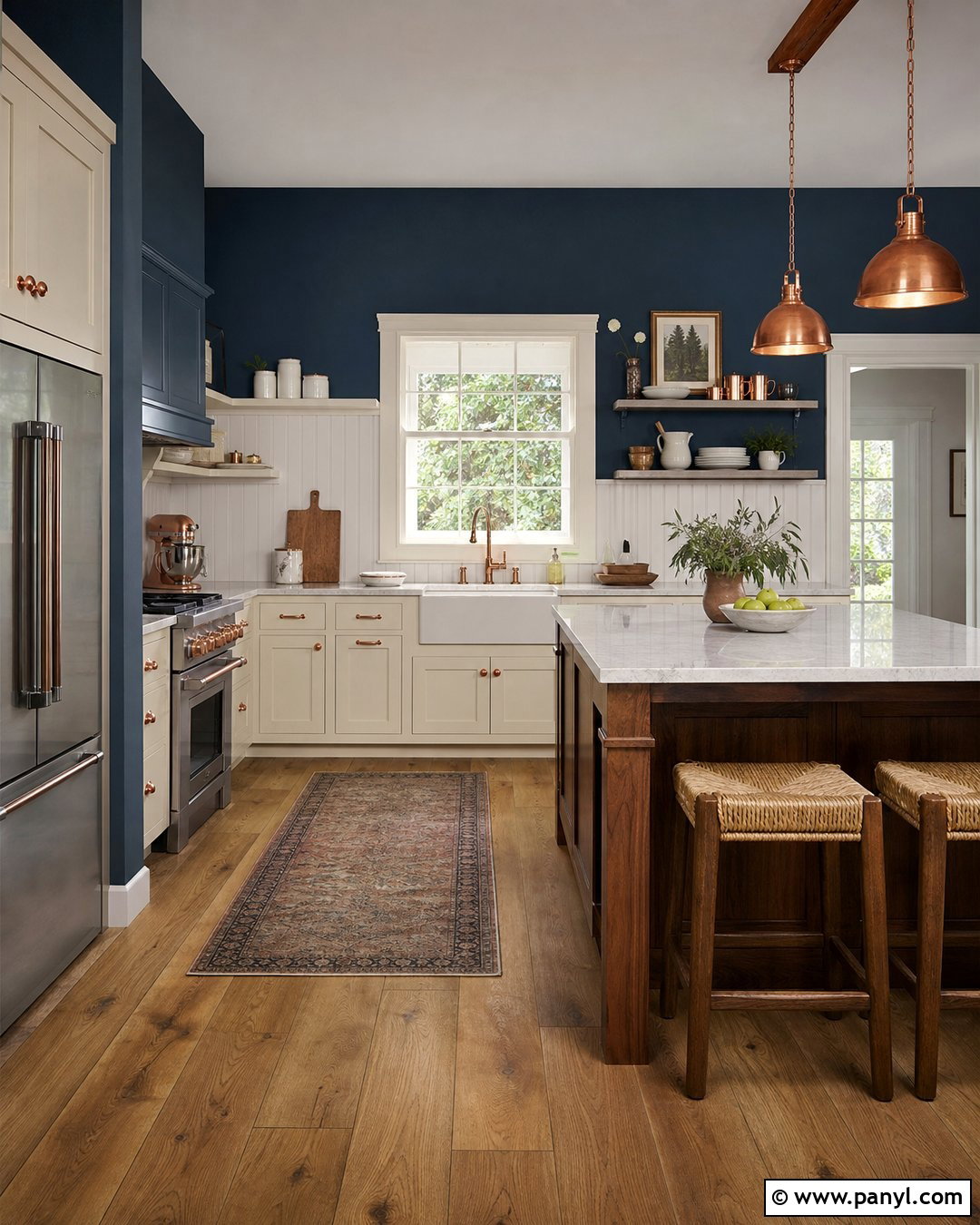 Dark Blue Kitchen Walls With Copper Accents - 35 dark blue kitchen walls