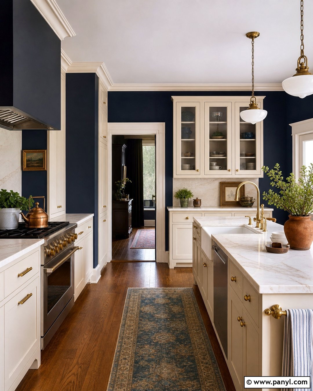 Dark Blue Kitchen Walls With Cream Cabinets - 35 dark blue kitchen walls