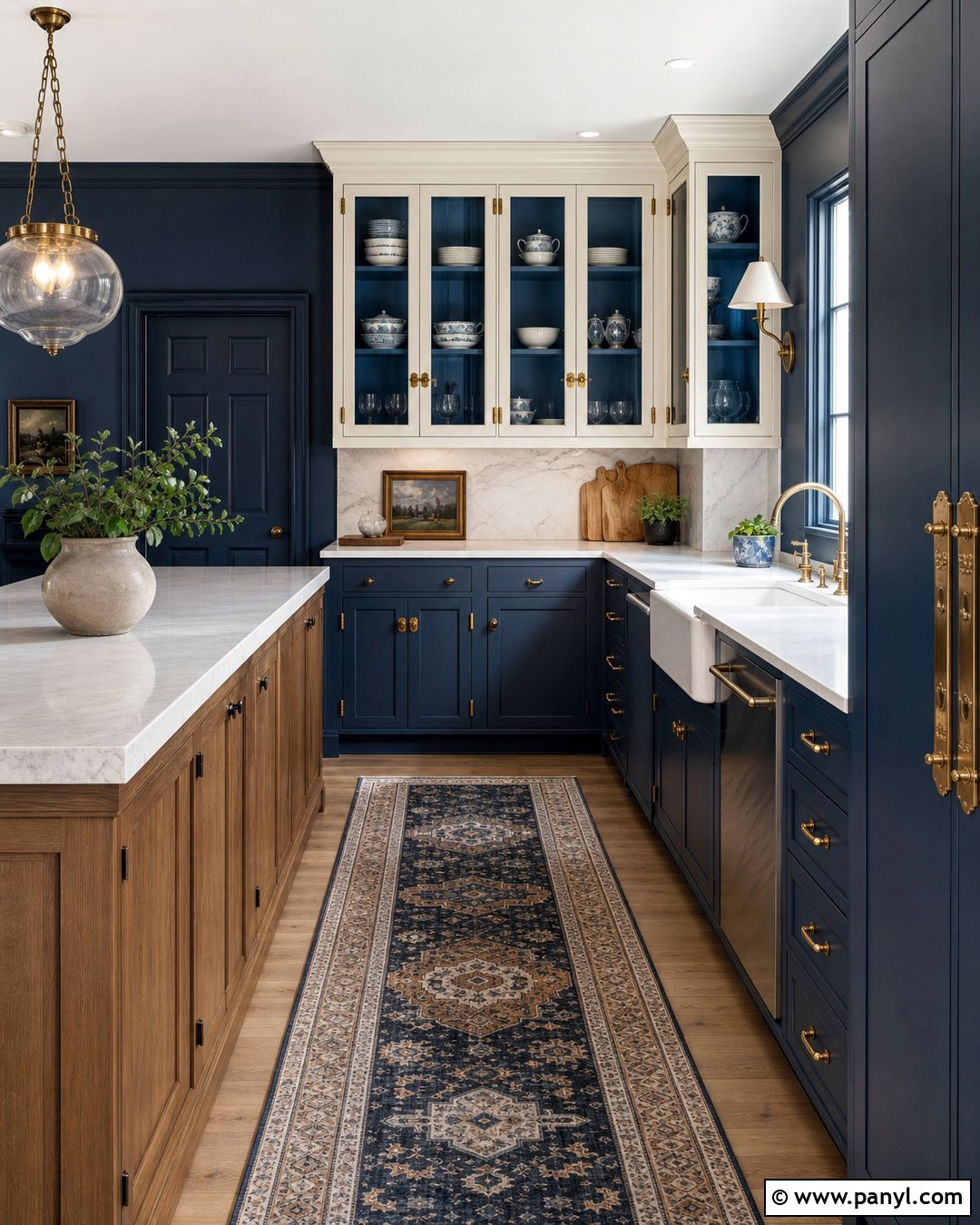 Dark Blue Kitchen Walls With Glass Front Cabinets - 35 dark blue kitchen walls