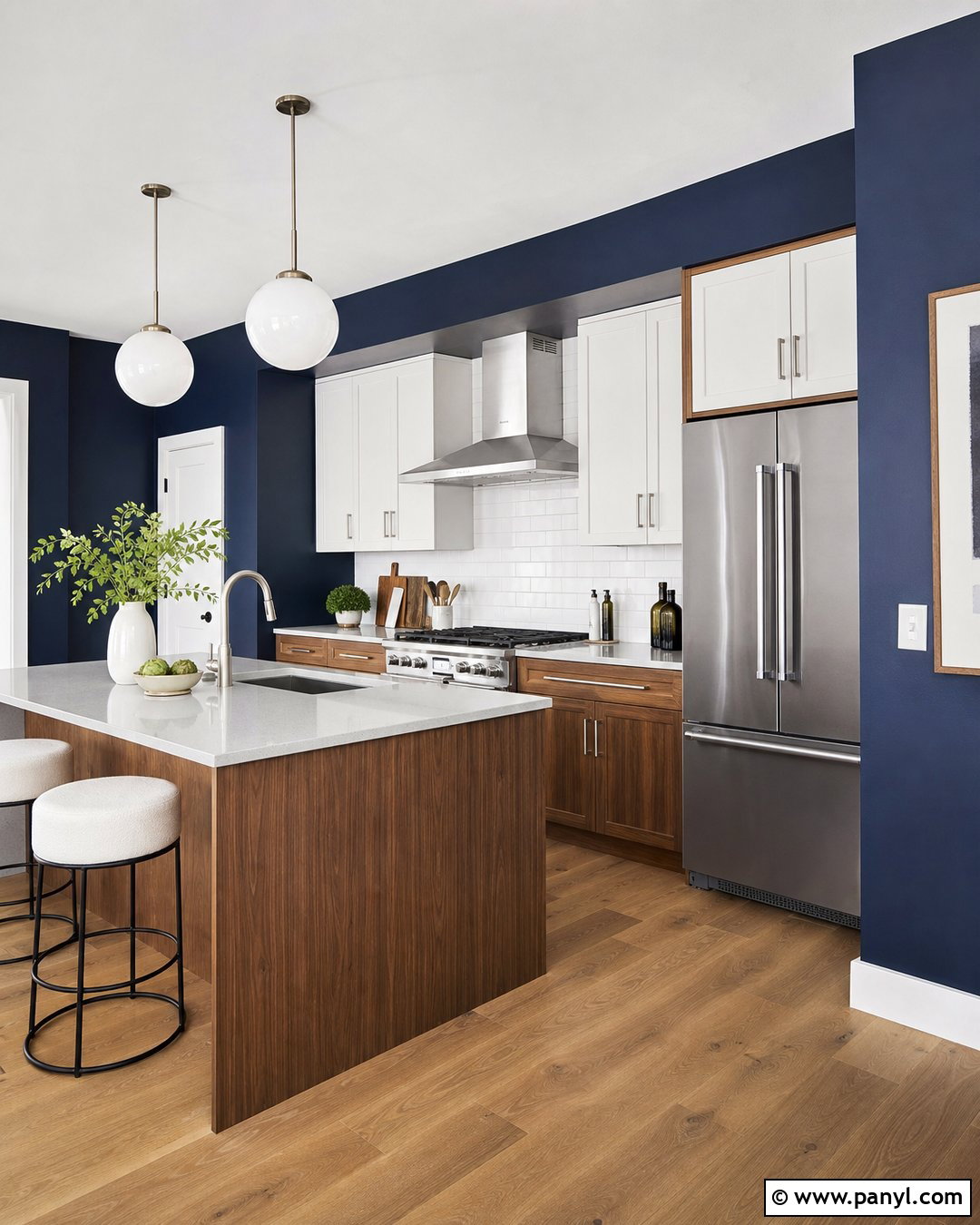 Dark Blue Kitchen Walls With Stainless Steel - 35 dark blue kitchen walls