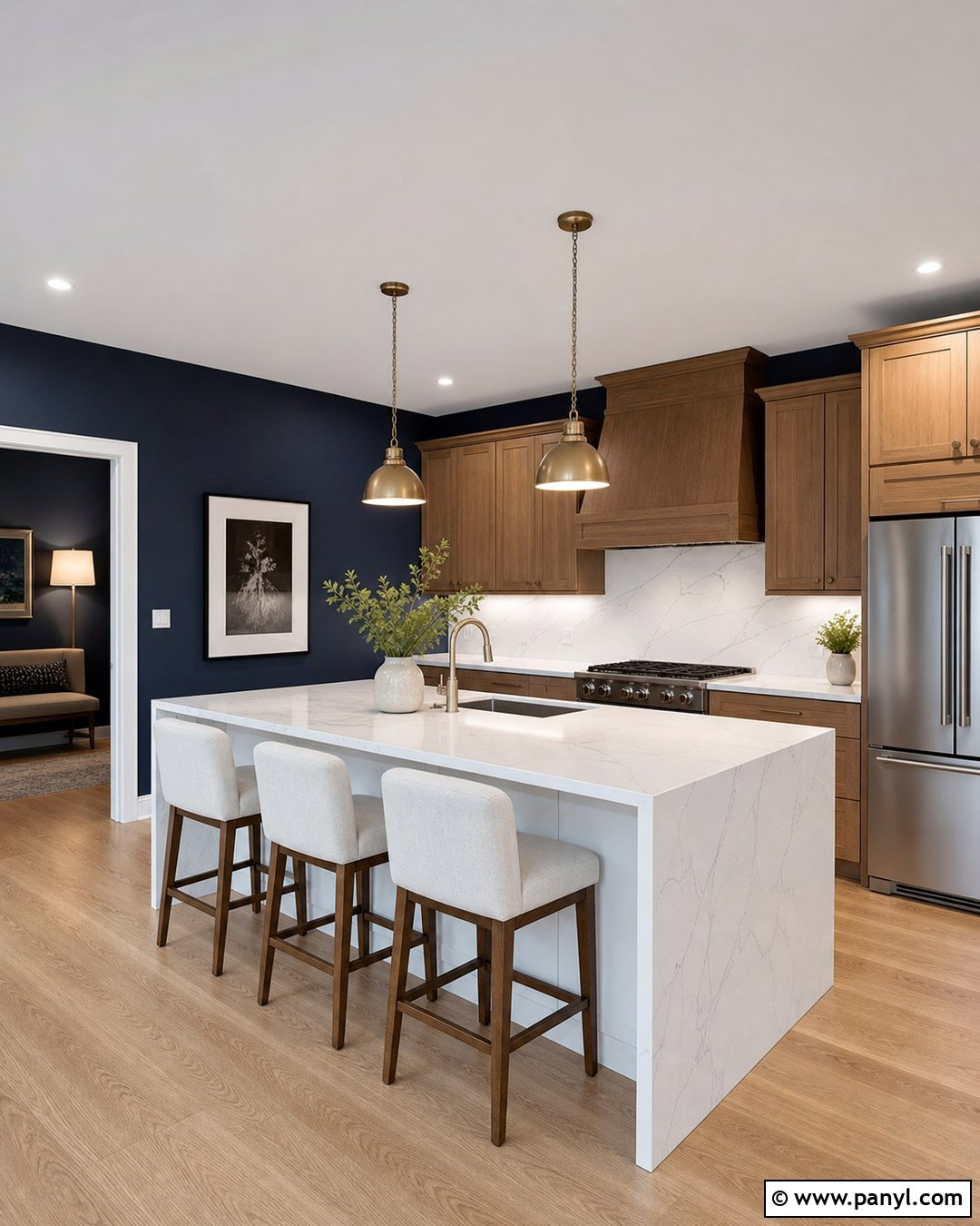 Dark Blue Kitchen Walls With White Quartz - 35 dark blue kitchen walls
