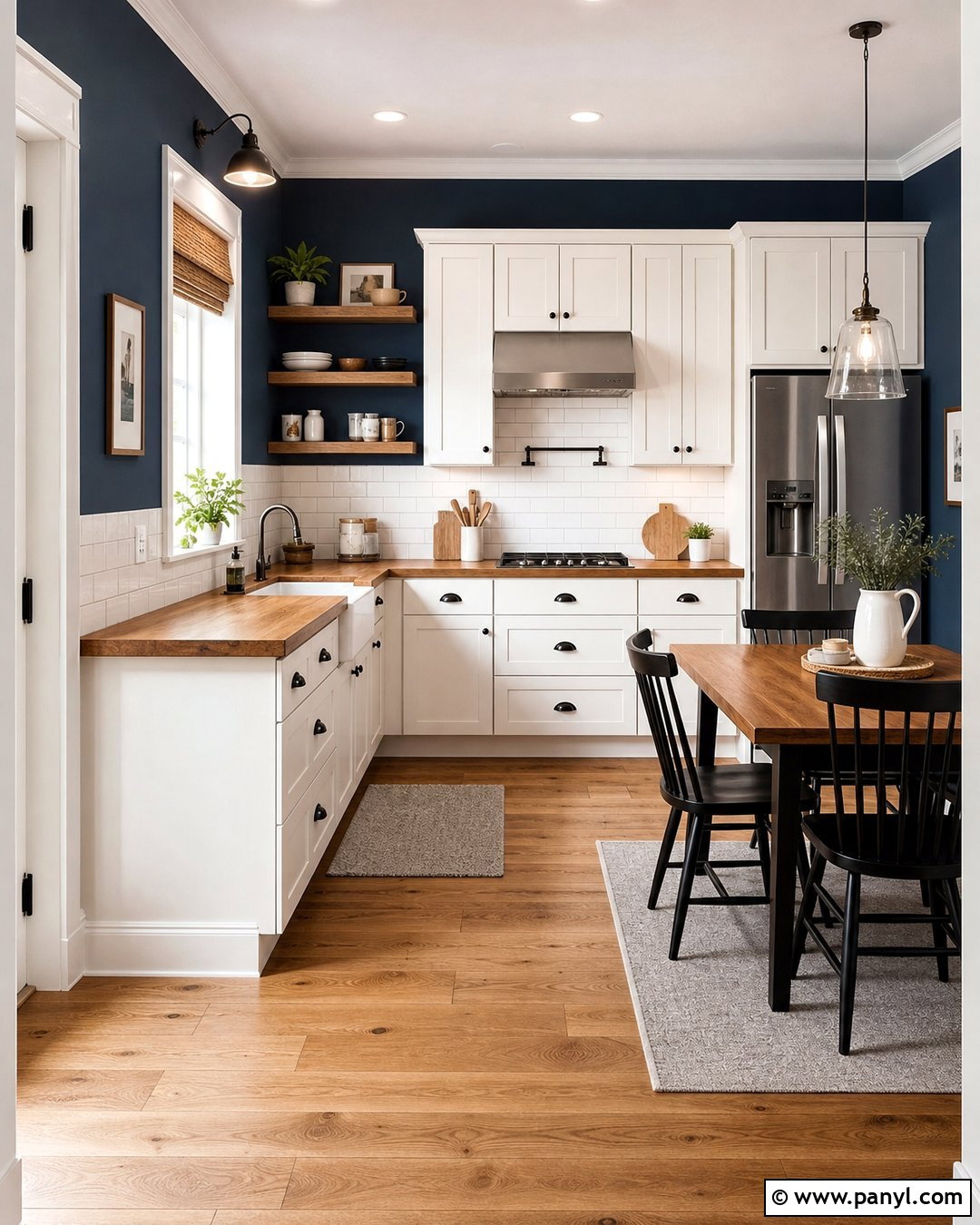 Dark Blue Kitchen Walls With White Subway Tile - 35 dark blue kitchen walls
