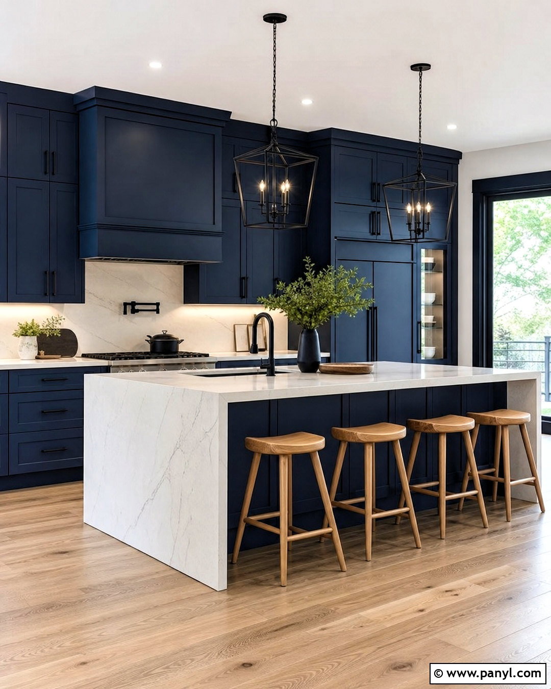 Dark Blue Kitchen With Black Accents - 20 blue kitchen designs
