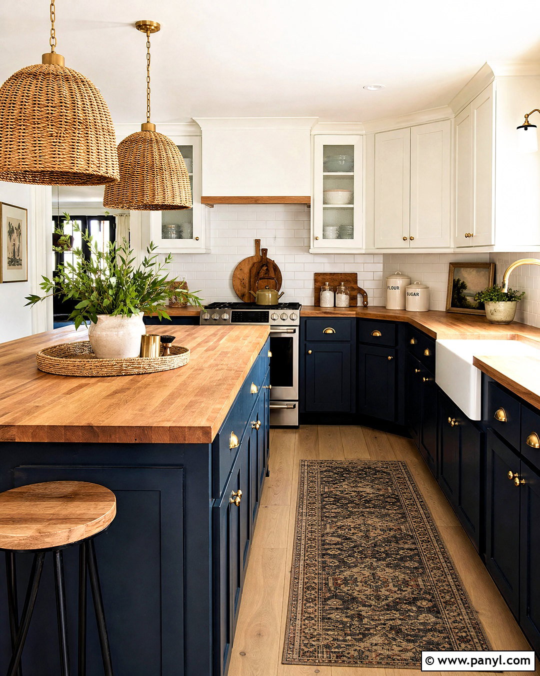 Dark Blue Kitchen With Butcher Block Countertops - 20 dark blue and white kitchen ideas