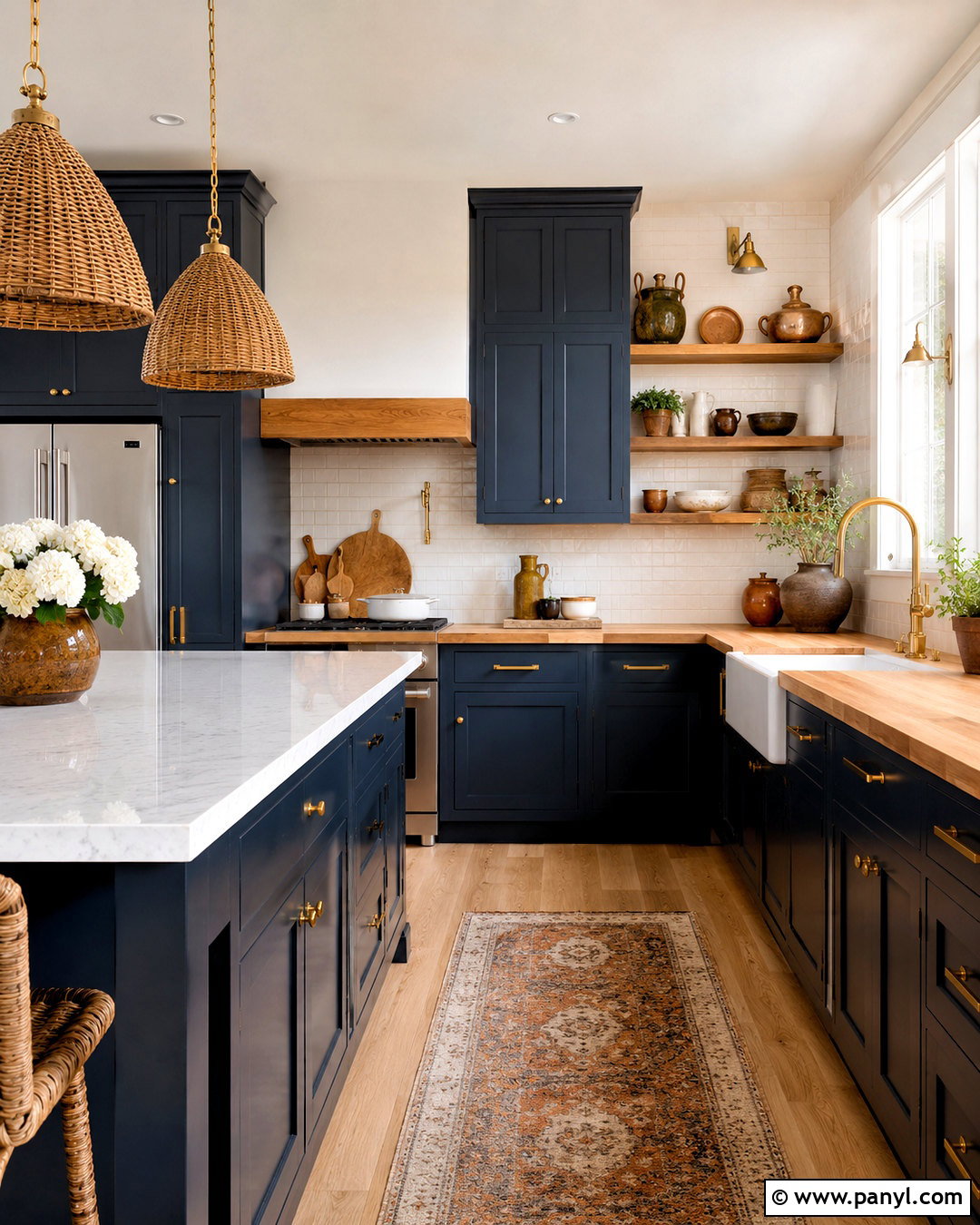 Dark Blue Kitchen With Butcher Block - 20 dark blue kitchens