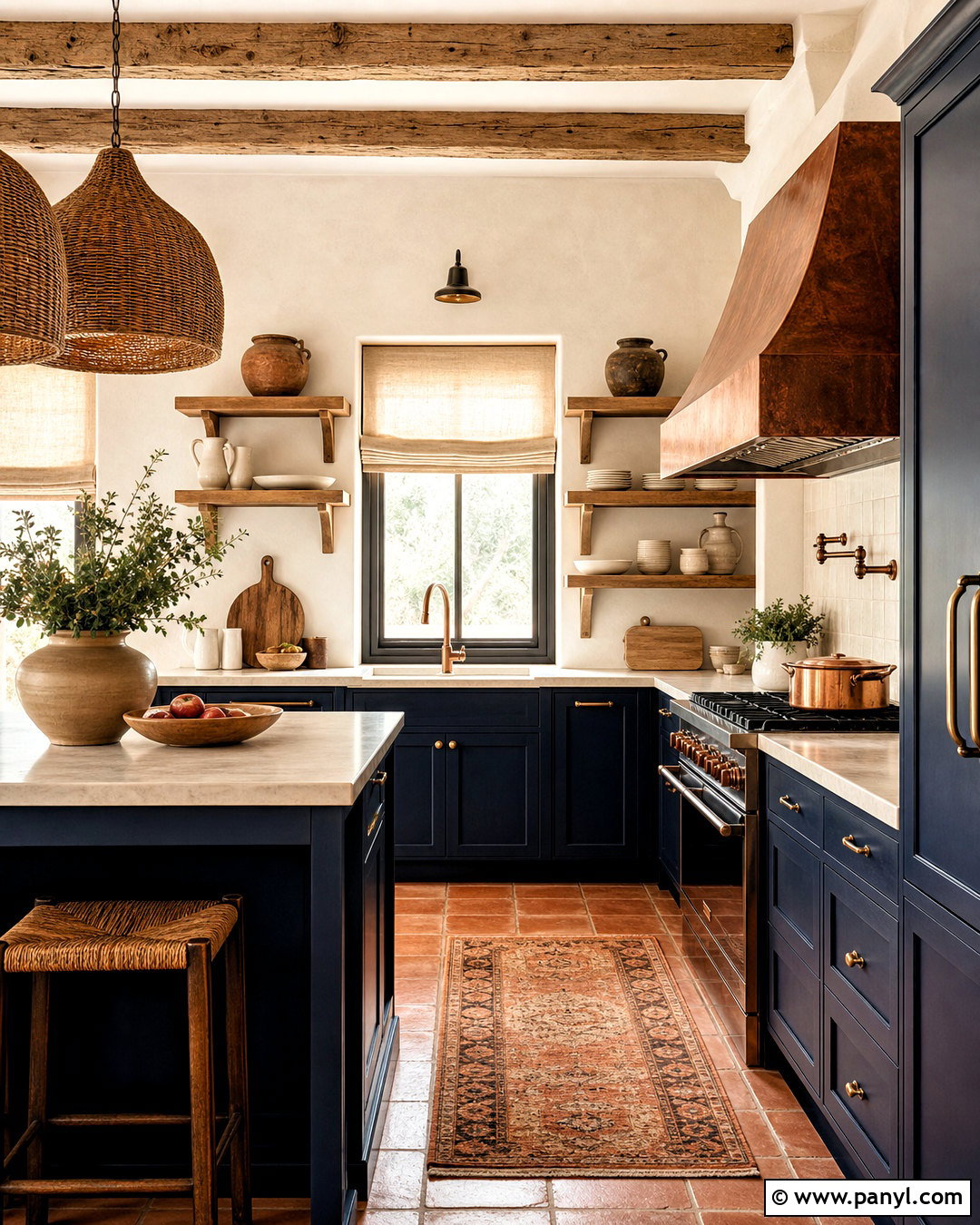Dark Blue Kitchen With Copper Accents - 20 dark blue kitchen ideas