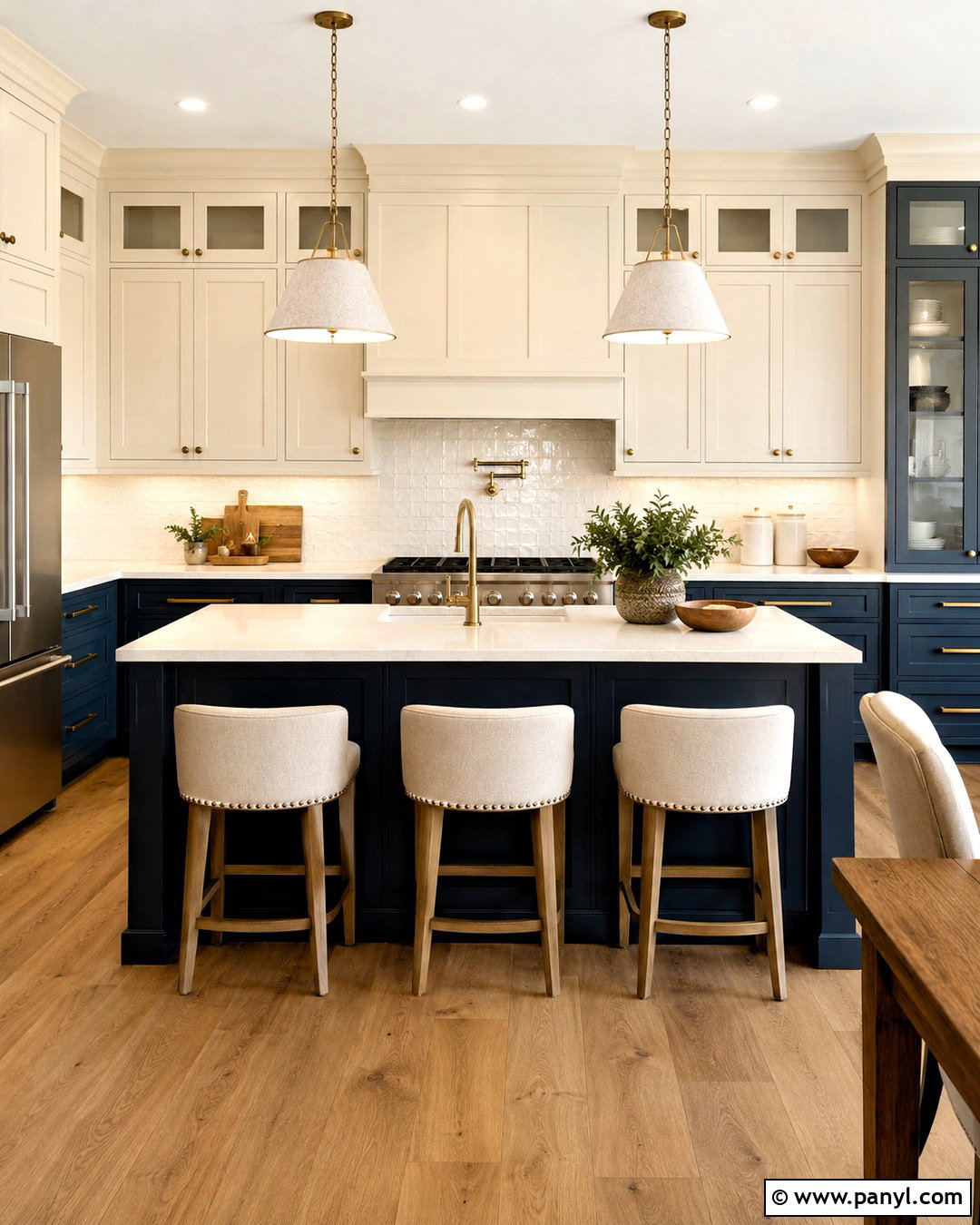 Dark Blue Kitchen With Cream Cabinets - 20 dark blue kitchens