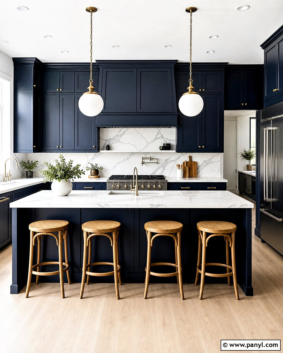 Dark Blue Kitchen With Marble Countertops - 20 kitchen with blue accents