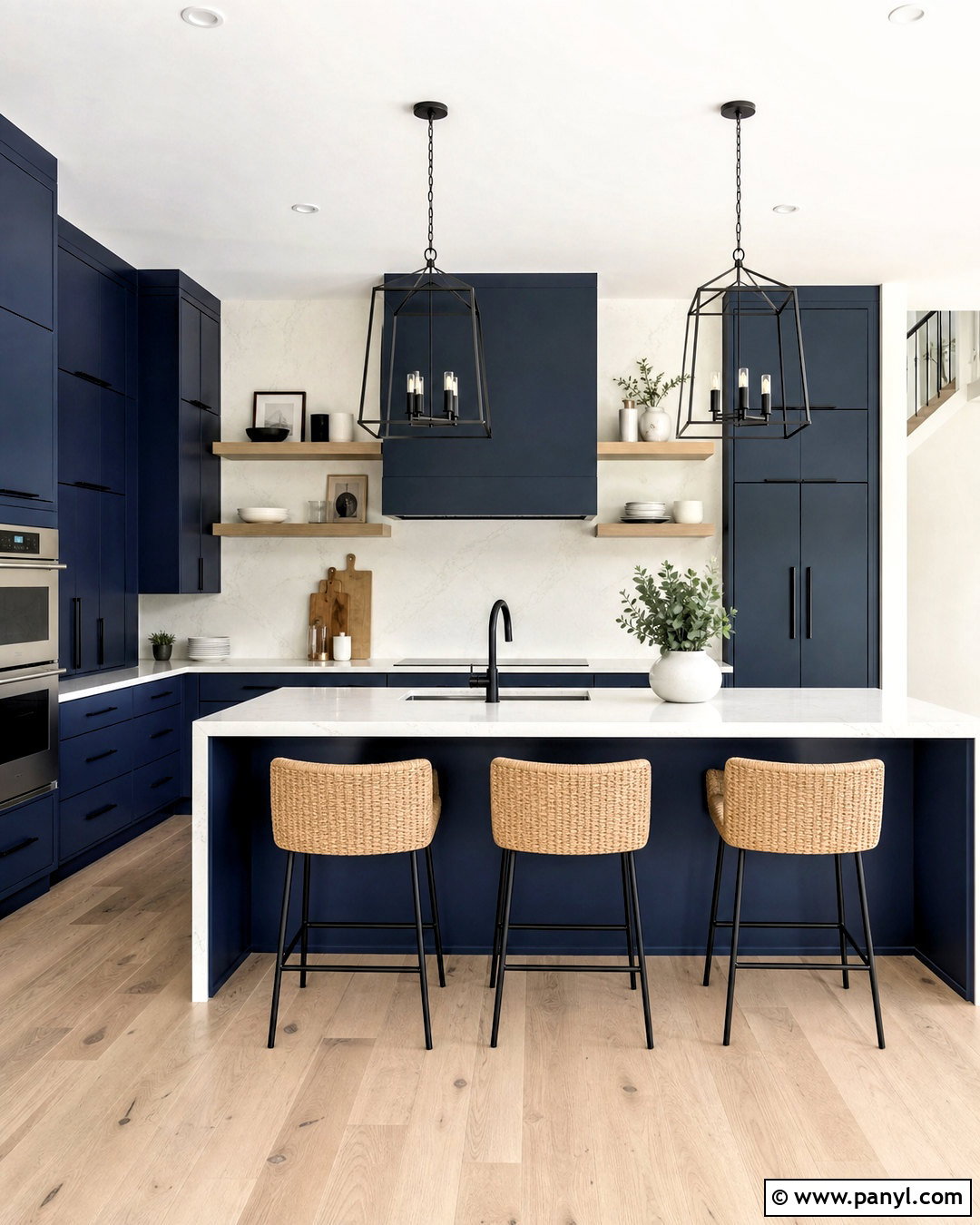Dark Blue Kitchen With Matte Black Hardware - 20 dark blue kitchen ideas