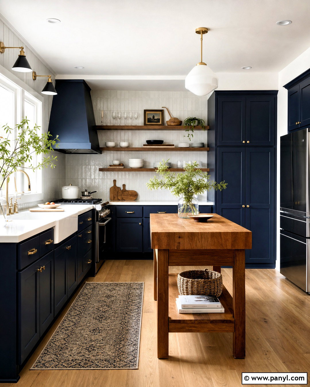 Dark Blue Kitchen With Open Shelving - 20 dark blue kitchen ideas