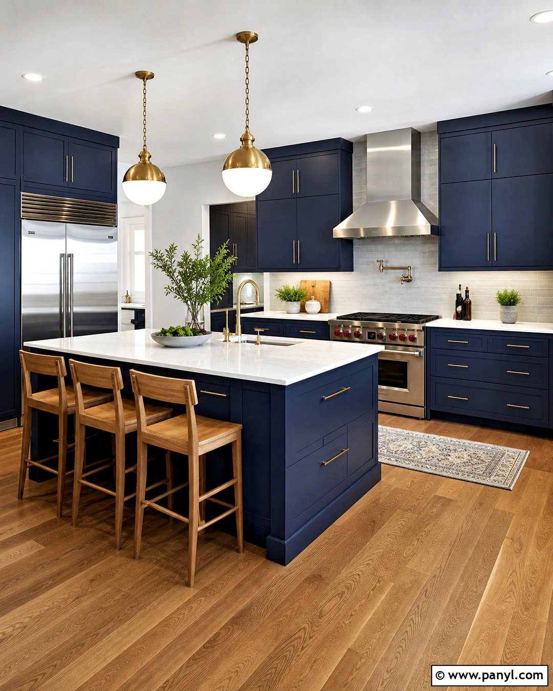 Dark Blue Kitchen With Stainless Steel Appliances - 20 dark blue kitchen ideas