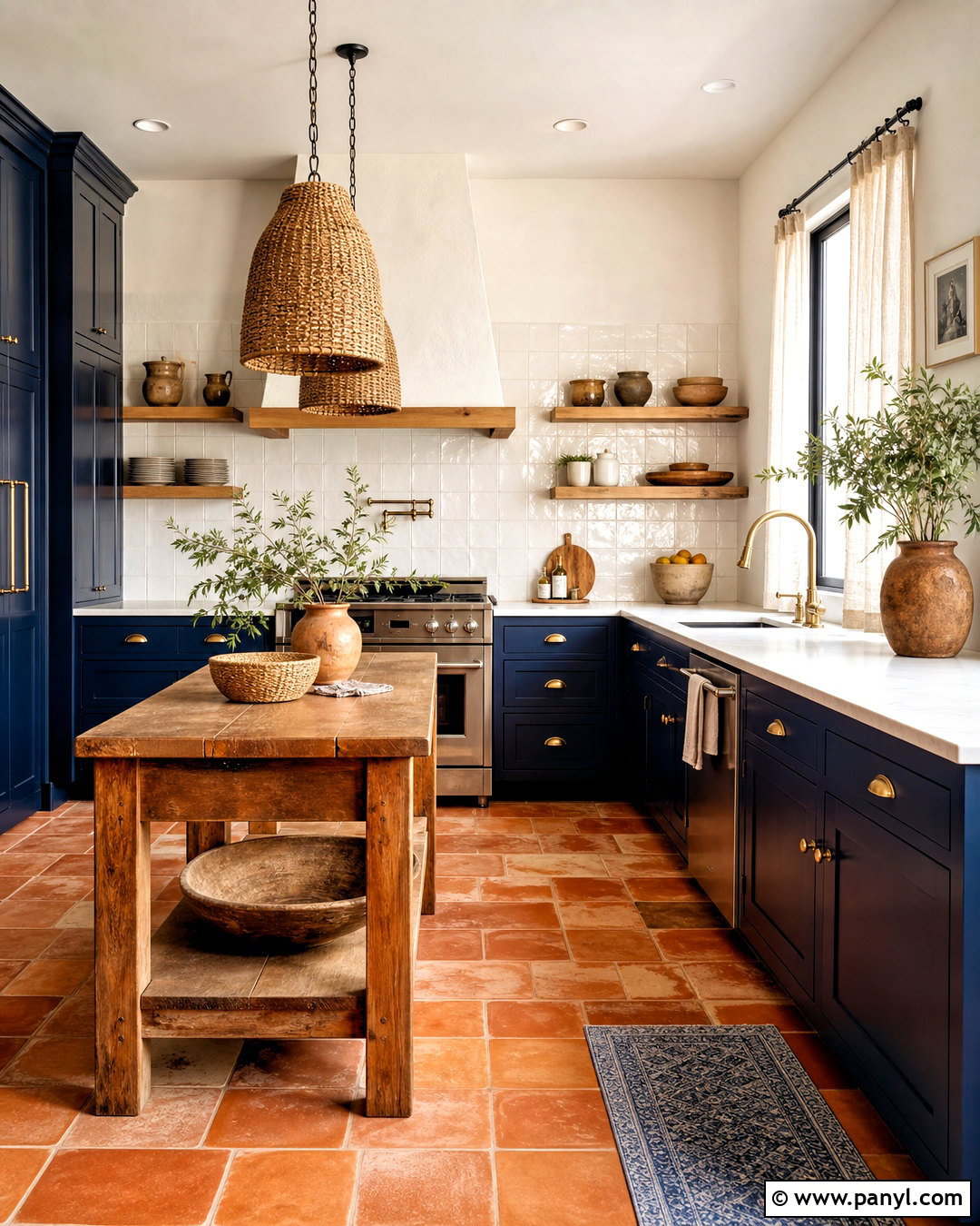 Dark Blue Kitchen With Terracotta Floors - 20 dark blue kitchen ideas
