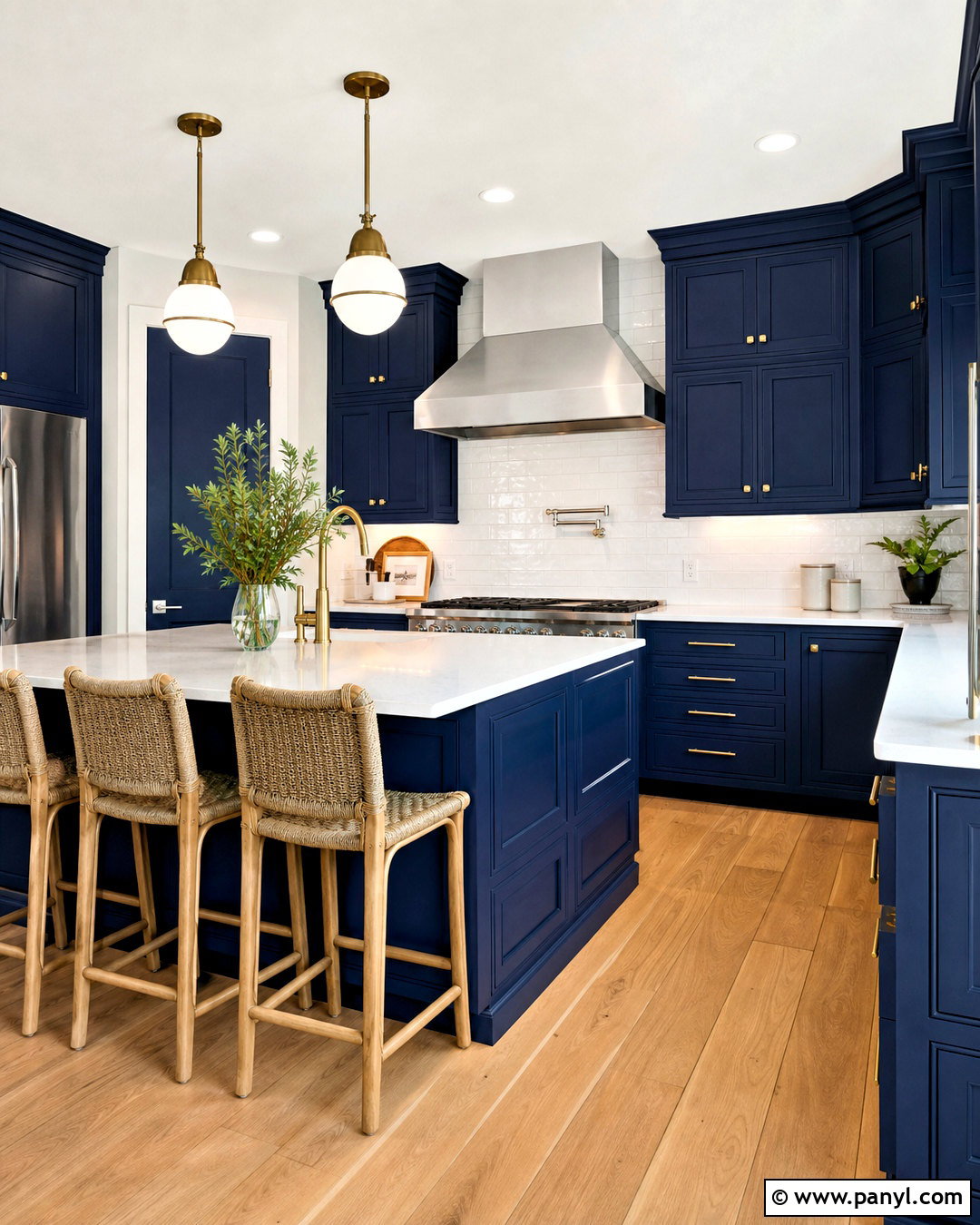 Dark Blue Kitchen With White Countertops - 20 dark blue interior design ideas