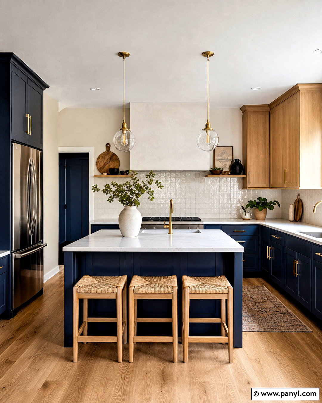 Dark Blue Kitchen With White Oak Cabinets - 20 dark blue room ideas