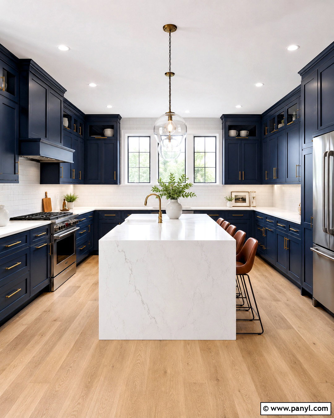 Dark Blue Kitchen With White Quartz - 20 dark blue kitchens