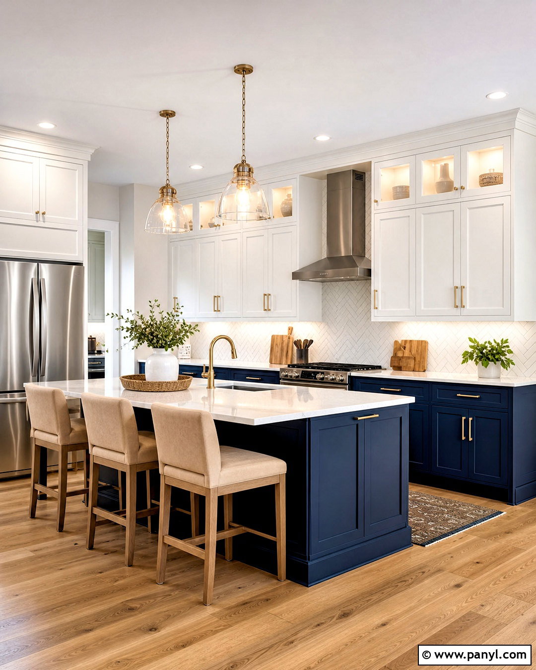 Dark Blue Kitchen With White Upper Cabinets - 20 dark blue kitchen ideas