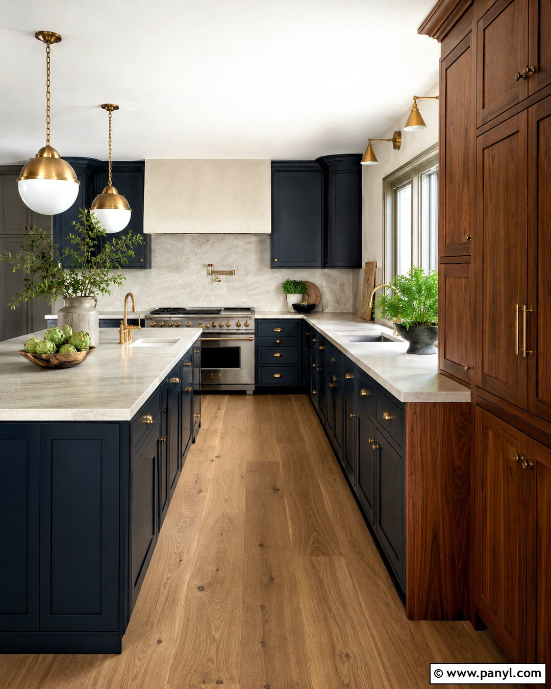 Dark Blue Kitchen With Wood Cabinets - 20 dark blue kitchens