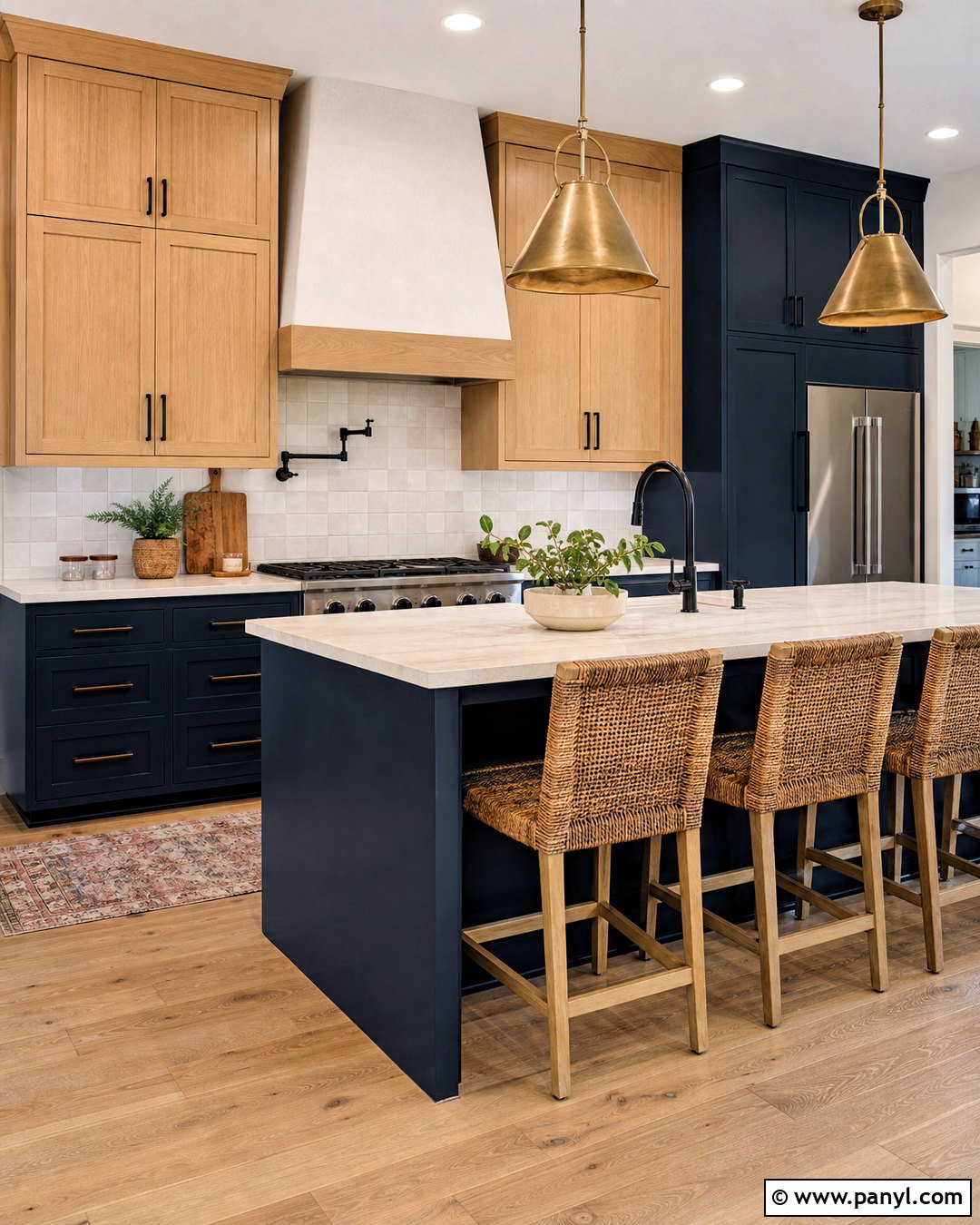 Dark Blue Kitchen With Wood Cabinets - 20 dark blue interior ideas