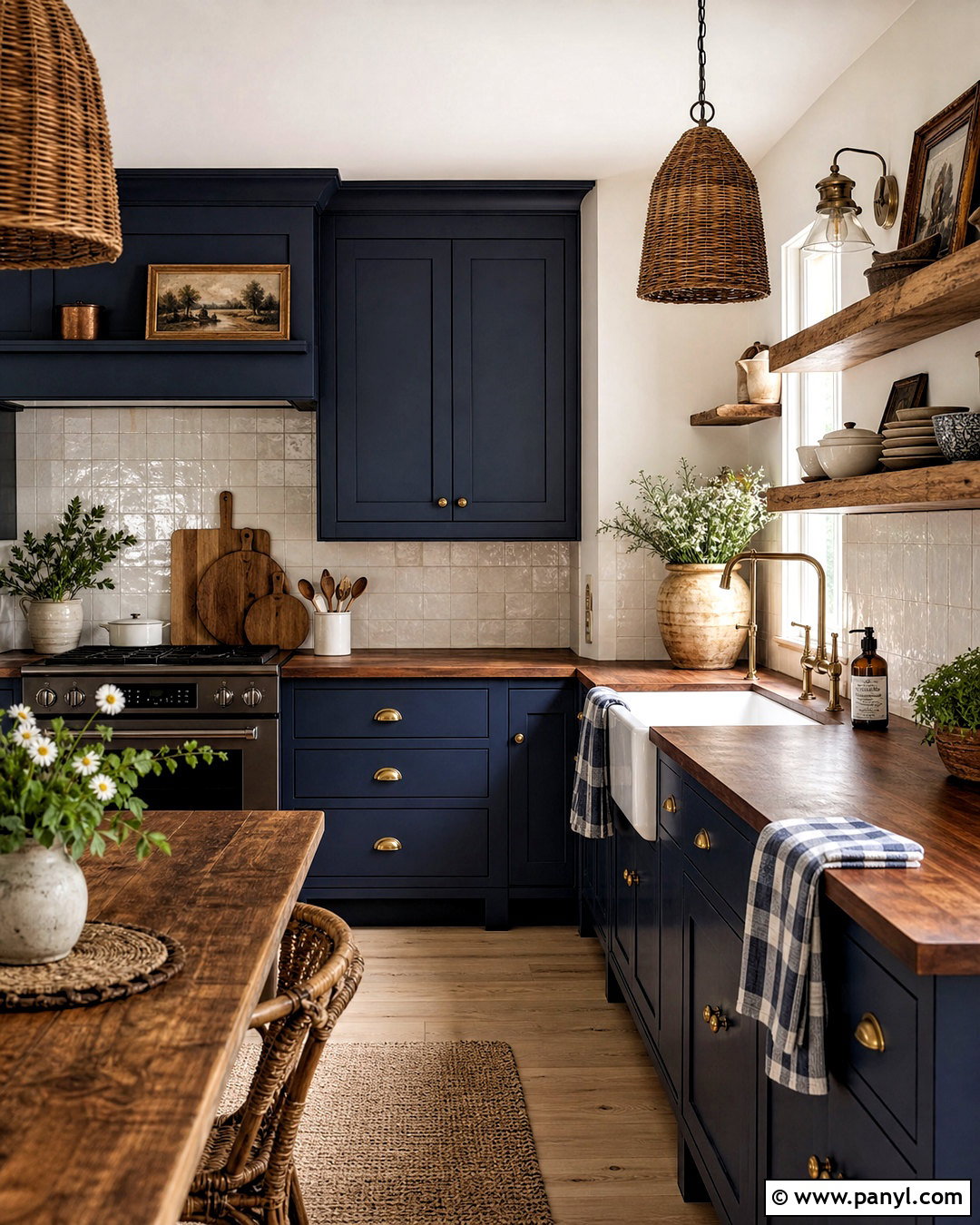 Dark Blue Kitchen With Wood Countertops - 20 dark blue kitchen ideas