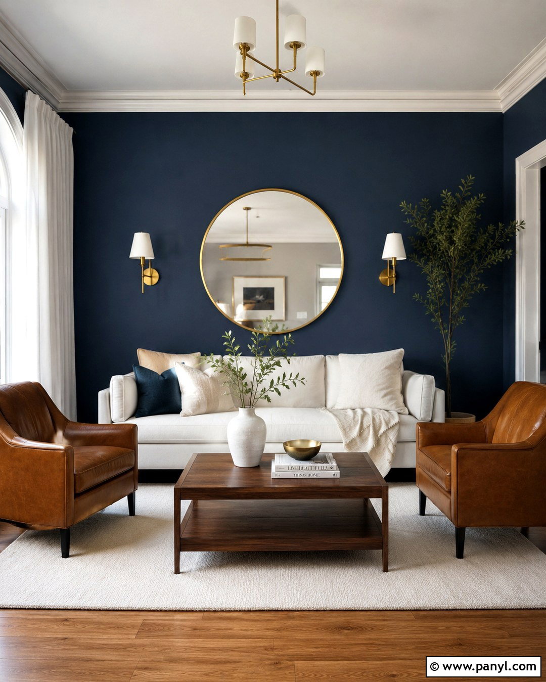 Dark Blue Living Room Wall With Gold Mirror - 20 Dark Blue Wall With Gold Accents
