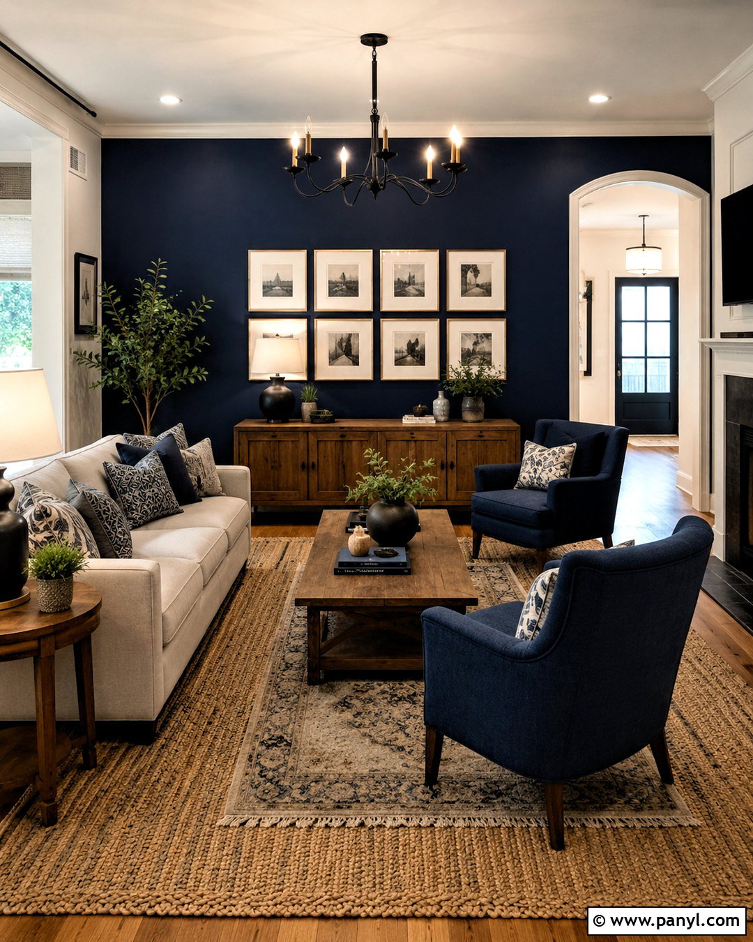 Dark Blue Living Room With Accent Wall - 20 dark blue living room ideas