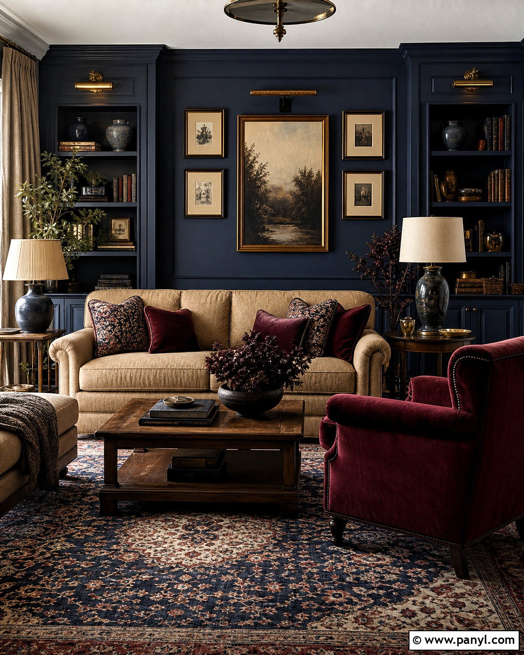 Dark Blue Living Room With Burgundy - 20 dark blue living room color scheme ideas