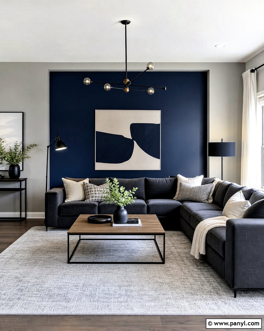 Dark Blue Living Room With Charcoal Gray - 20 dark blue living room color scheme ideas