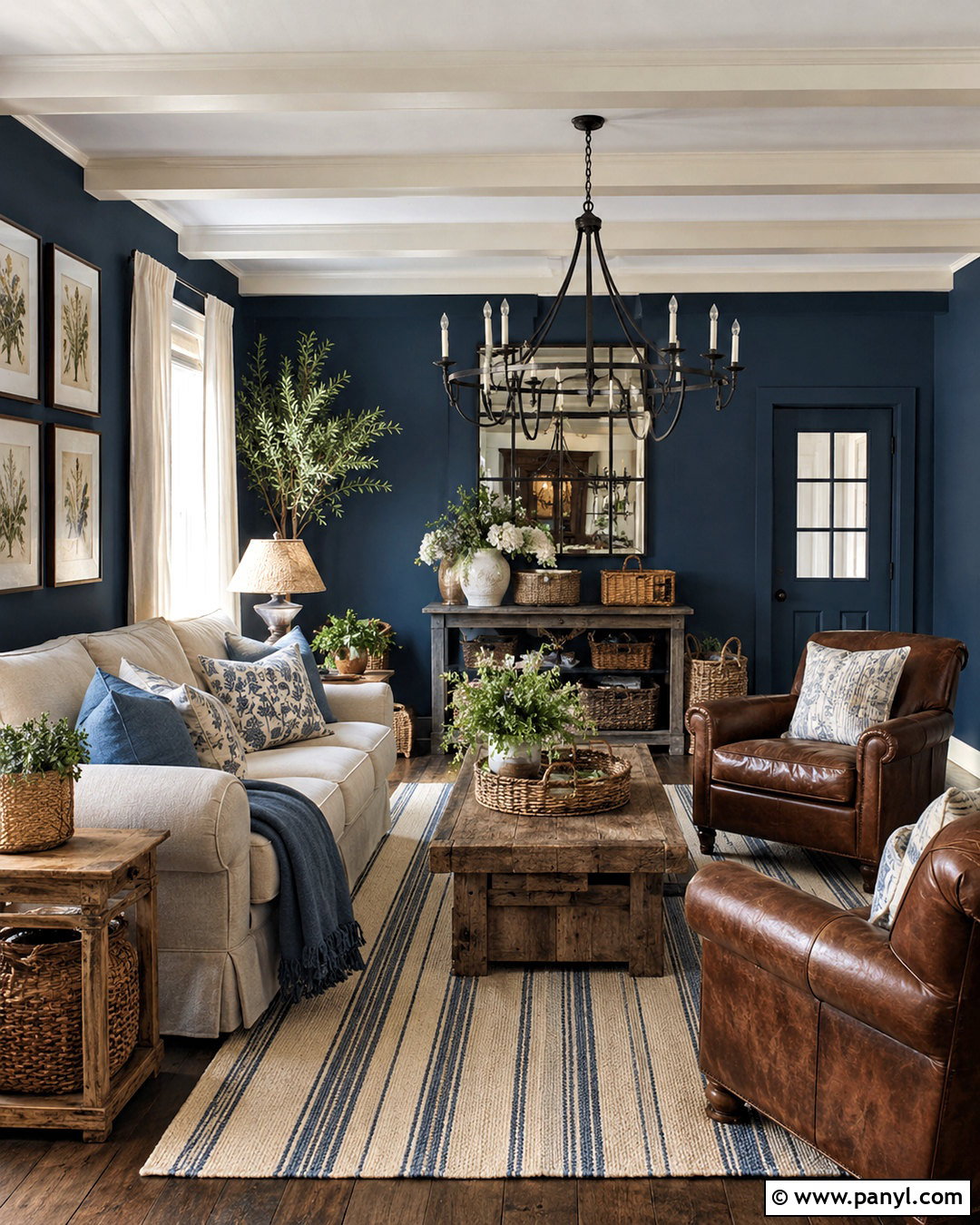 Dark Blue Living Room With Farmhouse Decor - 20 dark blue living room ideas