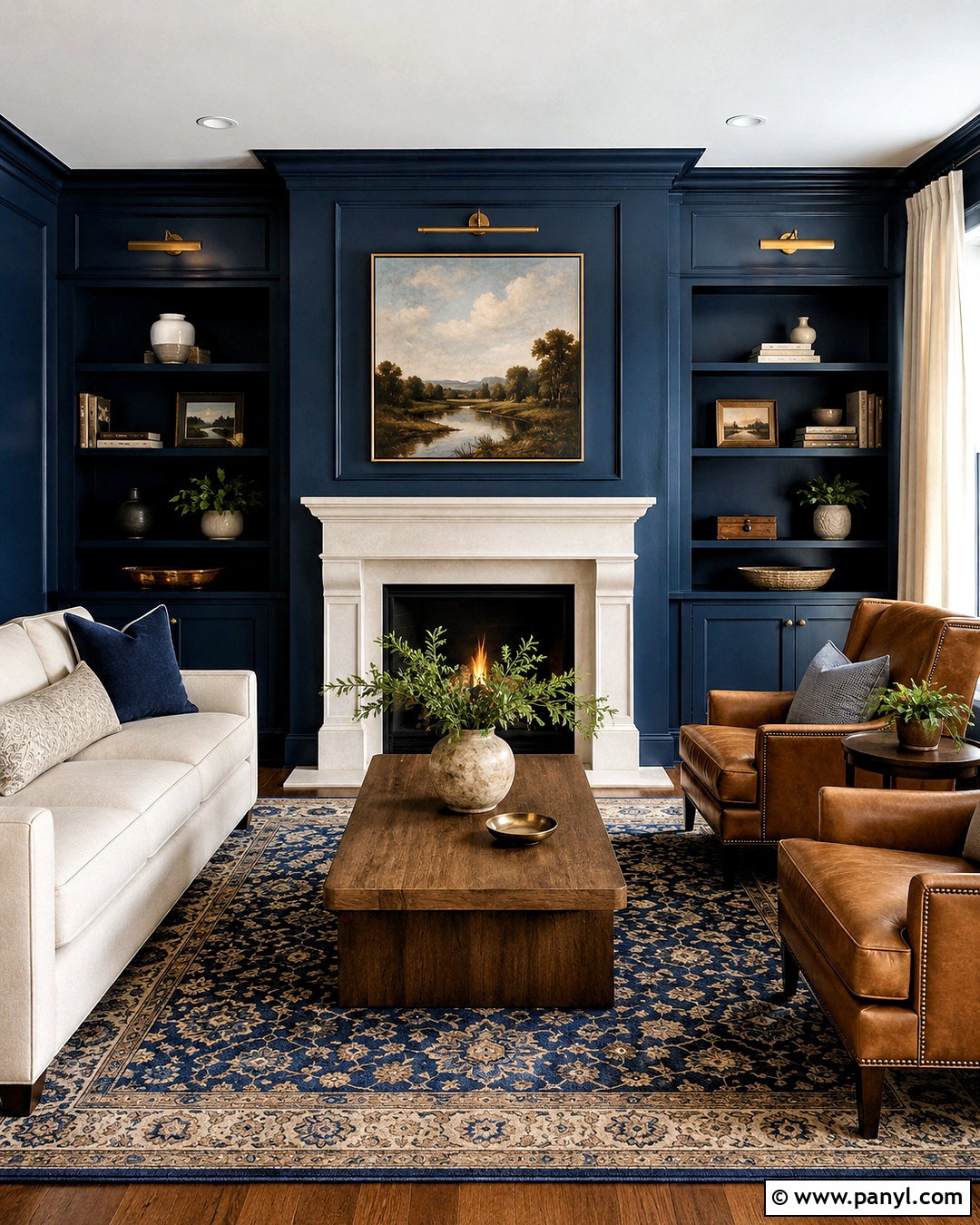 Dark Blue Living Room With Fireplace - 20 dark blue living room ideas