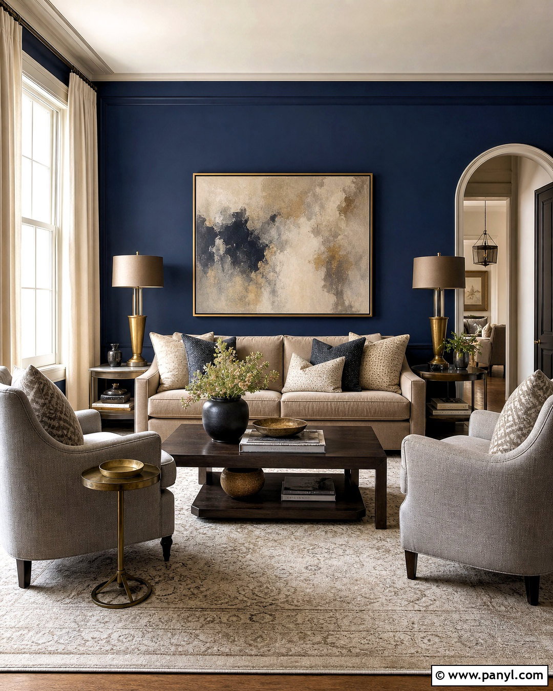 Dark Blue Living Room With Greige And Taupe - 20 dark blue living room color scheme ideas