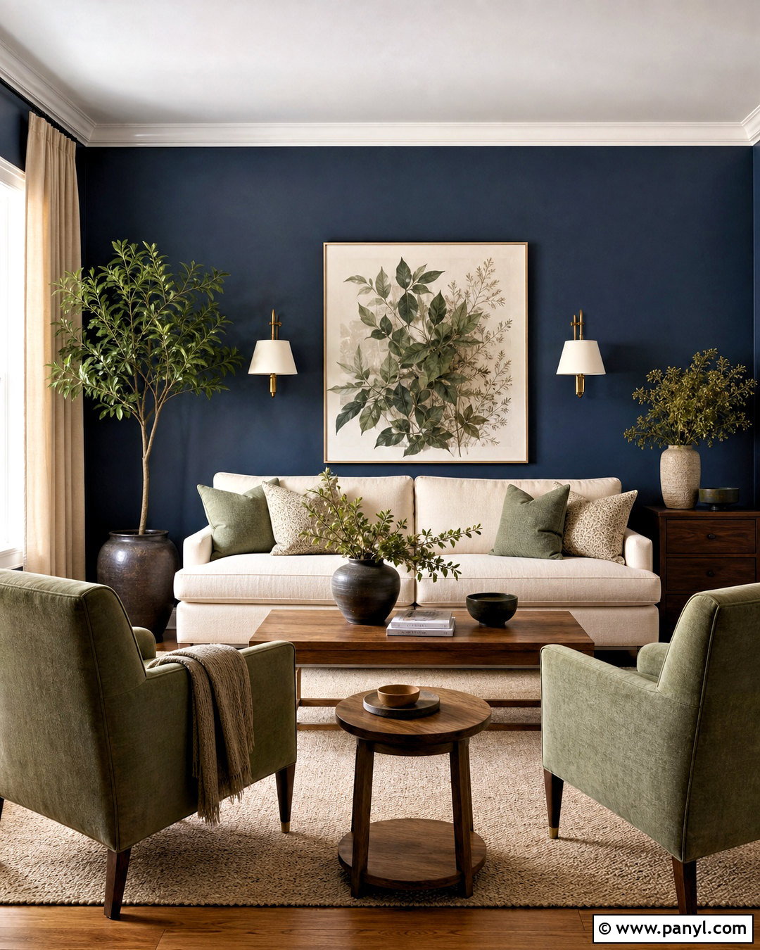 Dark Blue Living Room With Sage Green - 20 dark blue living room color scheme ideas
