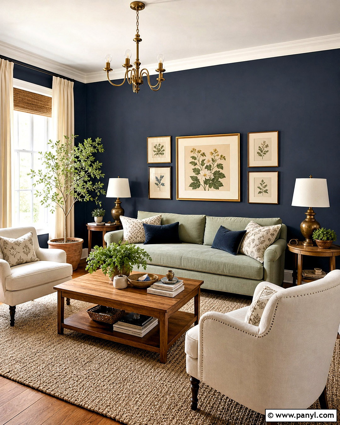 Dark Blue Living Room With Sage Green - 20 dark blue wall paint ideas