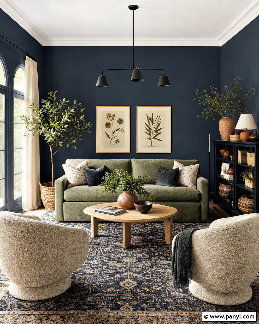 Dark Blue Living Room With Sage Green - 20 dark blue interior design ideas