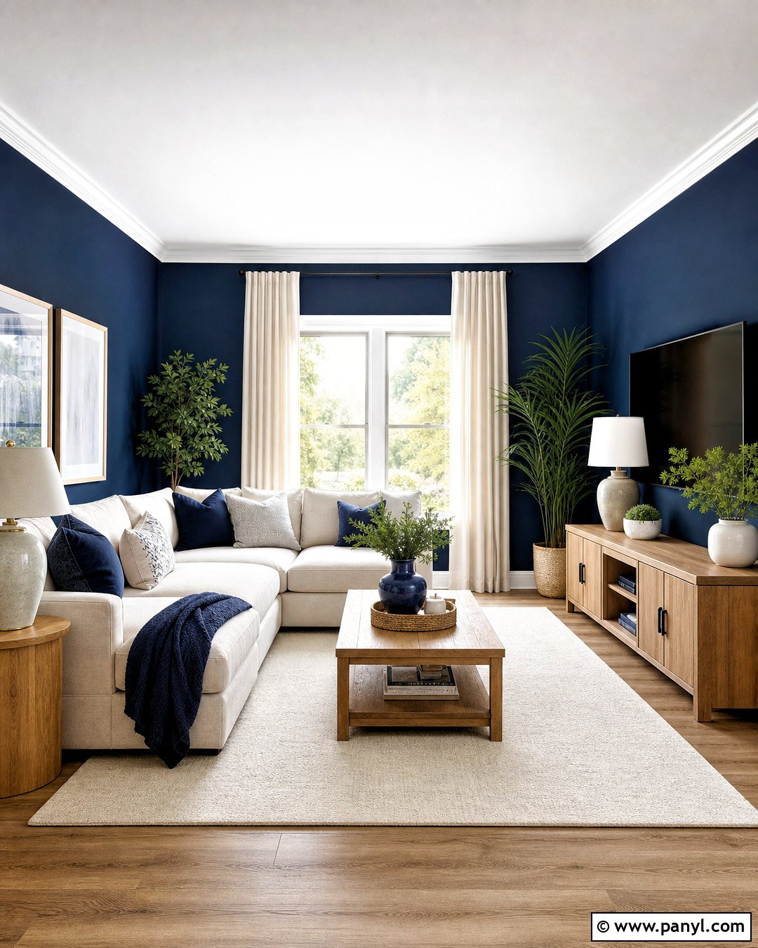Dark Blue Living Room With White And Oak - 20 dark blue living room color scheme ideas