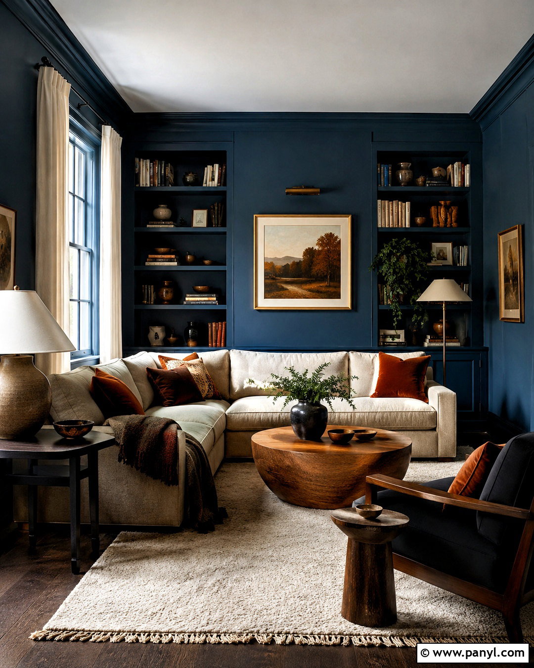Dark Blue Living Room - 20 blue paint living room ideas