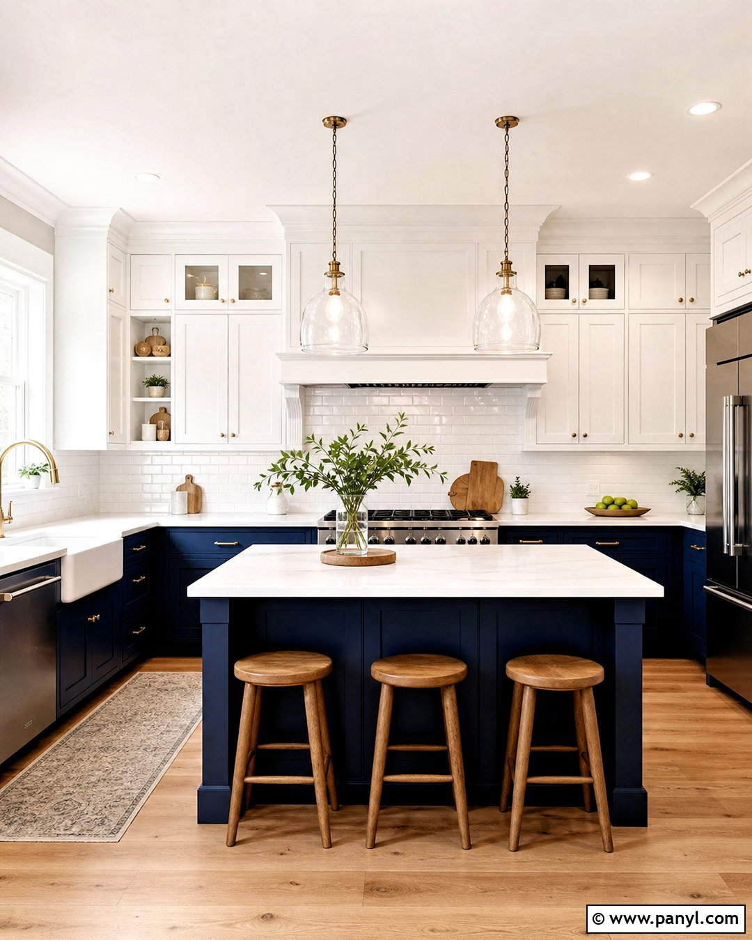 Dark Blue Lower Cabinets With White Upper Cabinets - 20 dark blue and white kitchen ideas