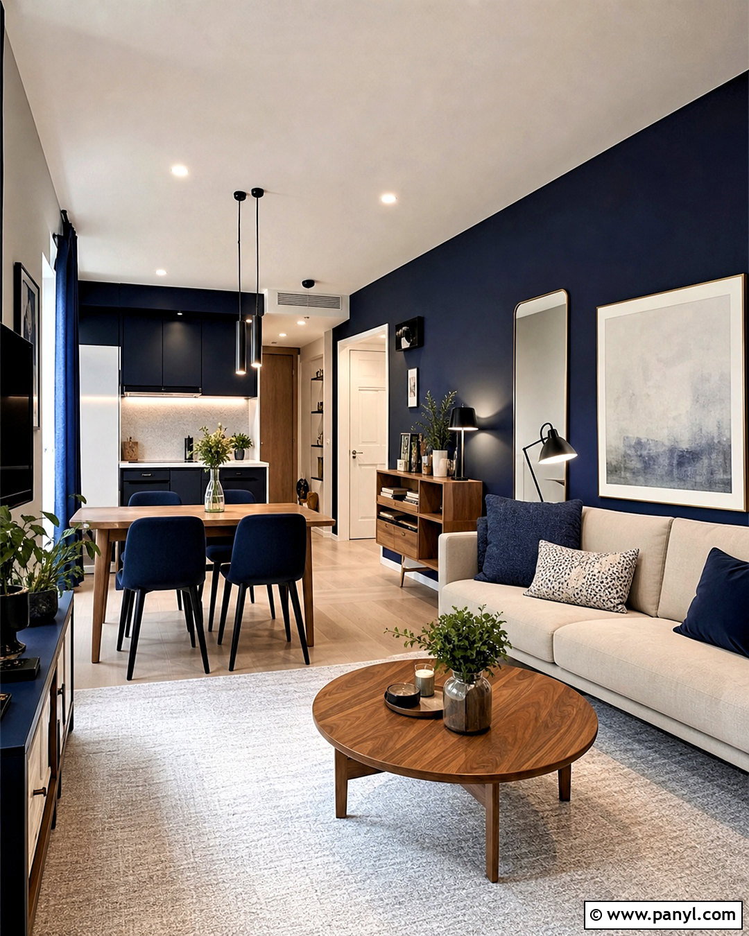 Dark Blue Modern Apartment - 20 dark blue interior ideas