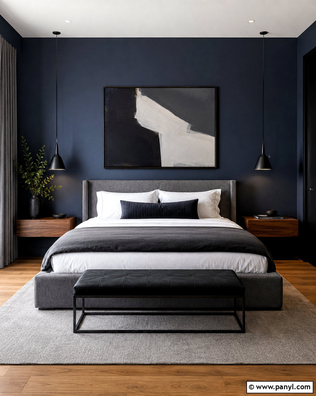 Dark Blue Modern Bedroom - 20 dark blue bedroom aesthetic ideas